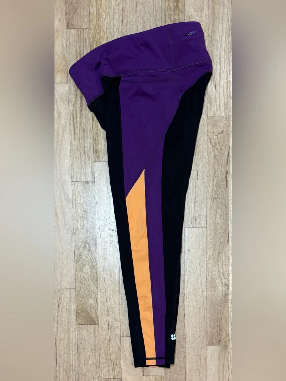 Sweaty Betty Power Colorblock 7/8 Workout Leggings Black Purple Orange Size 8